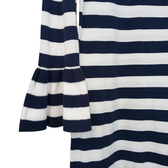 Sail to Sable Nautical Blue Striped Cotton Dress, Boat Neck, Ruffle Hem Size XS - Picture 4 of 10